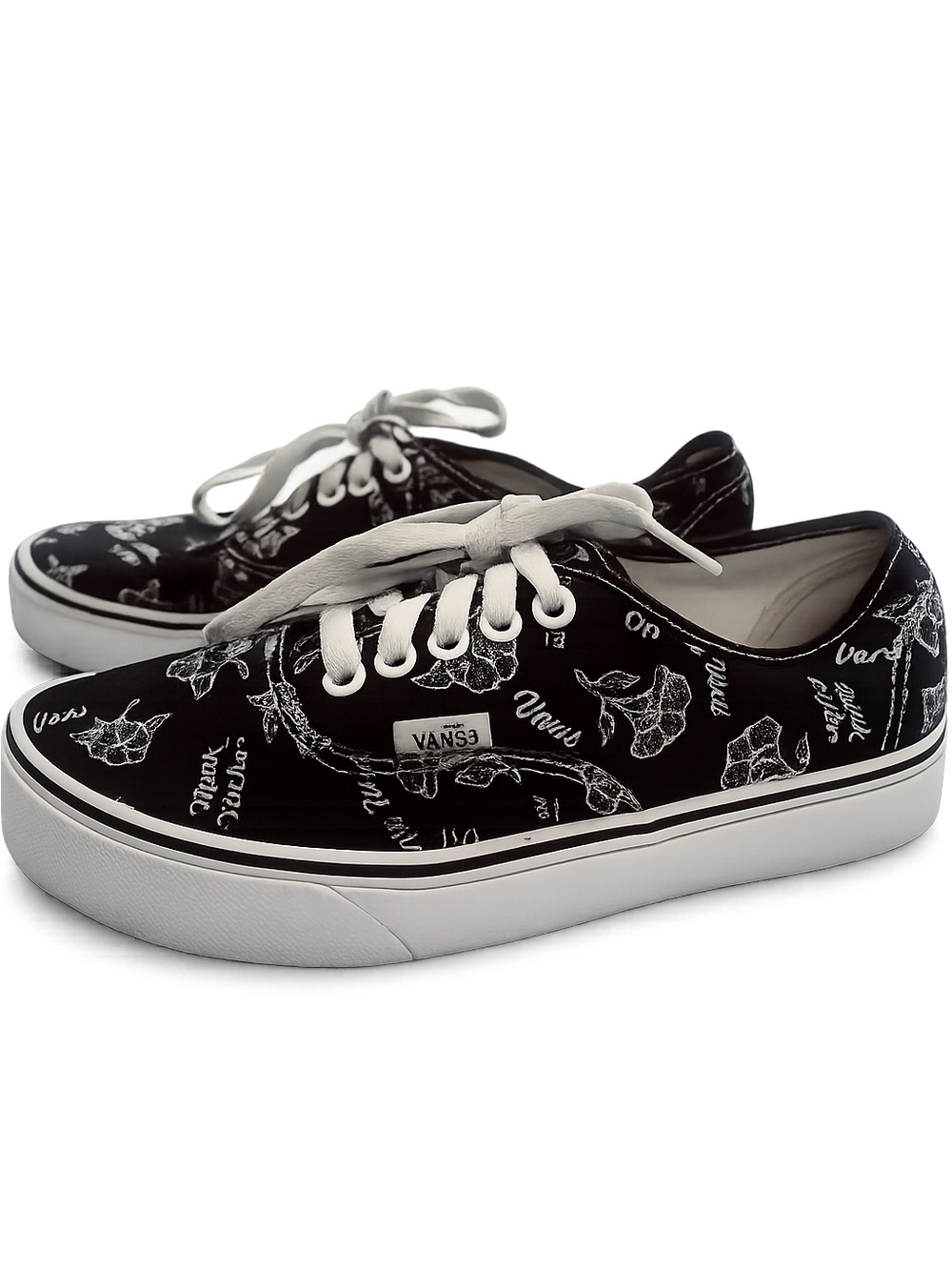 Vans Graphic Print Sneakers | Y2K Indie Skater Doodle Floral Shoes Sz 7 - Picture 2 of 9